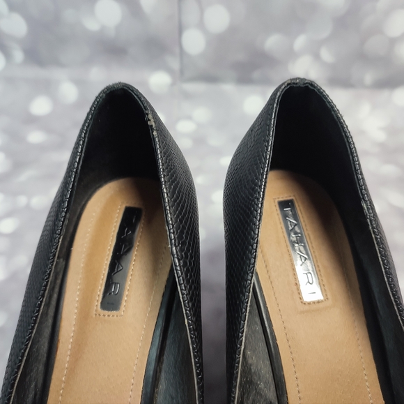 Tahari EUC Black Leather Suede Closed Toe Wedges - Picture 6 of 12